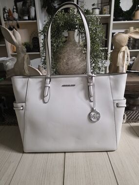 Michael Kors White Leather Tote Bag